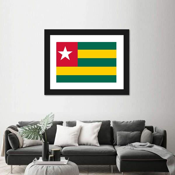 Togo Flag Canvas Wall Art-1 Piece-Framed Print-20" x 16"-Tiaracle