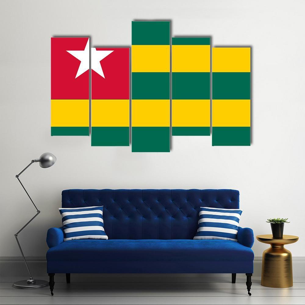 Togo Flag Canvas Wall Art-5 Pop-Gallery Wrap-47" x 32"-Tiaracle