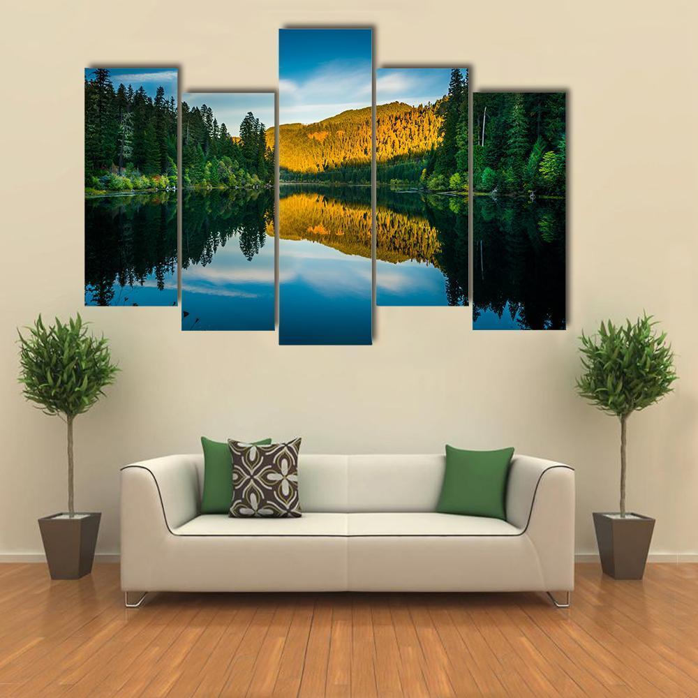 Toketee Lake In Oregon Canvas Wall Art-5 Pop-Gallery Wrap-47" x 32"-Tiaracle