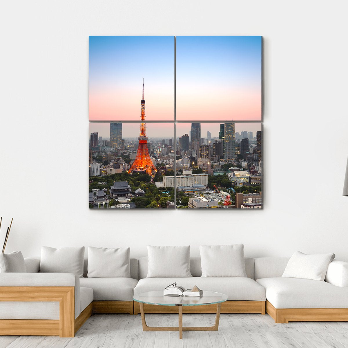 Tokyo City Skyline Canvas Wall Art-4 Square-Gallery Wrap-17" x 17"-Tiaracle