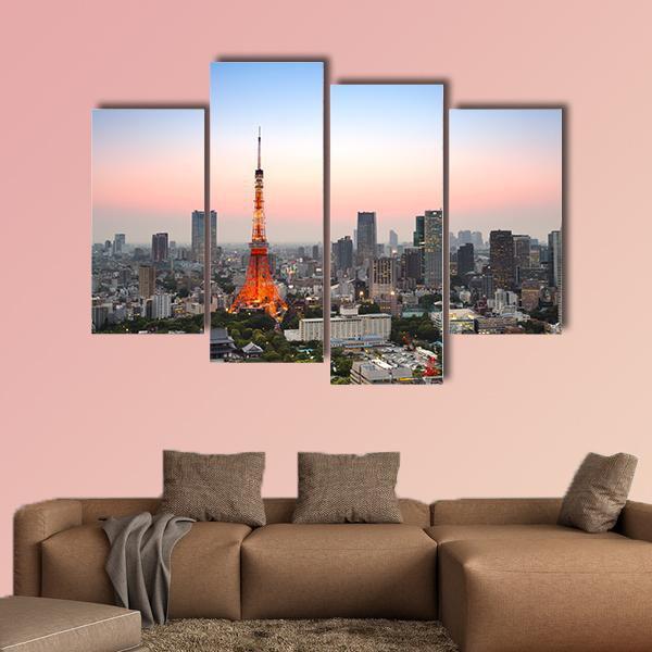 Tokyo City Skyline Canvas Wall Art-4 Pop-Gallery Wrap-50" x 32"-Tiaracle