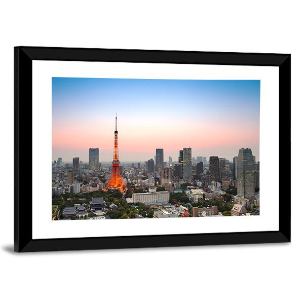 Tokyo City Skyline Canvas Wall Art-3 Horizontal-Gallery Wrap-25" x 16"-Tiaracle