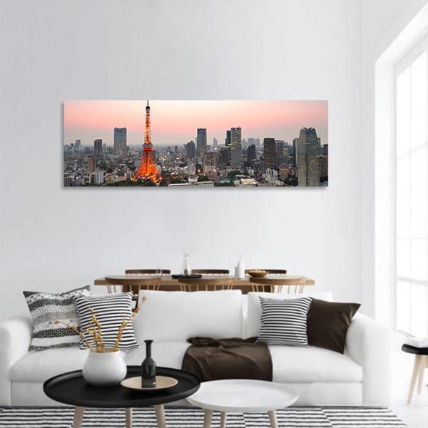 Tokyo City Skyline Panoramic Canvas Wall Art-1 Piece-36" x 12"-Tiaracle