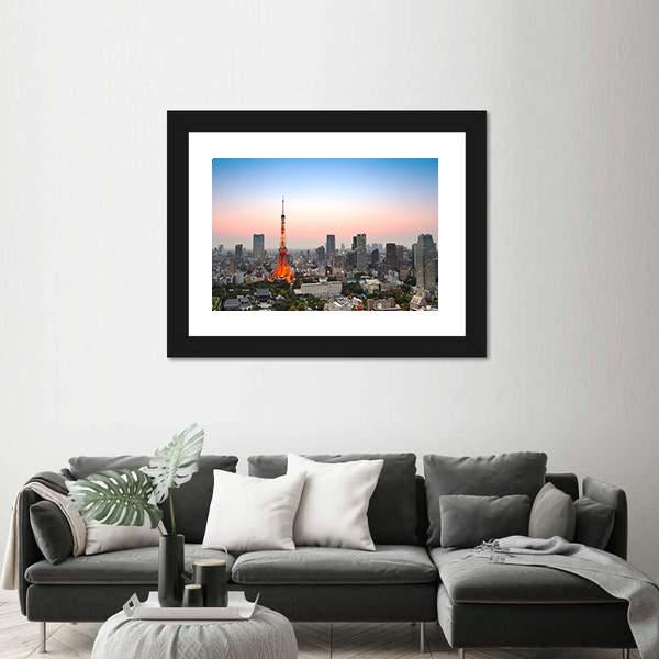 Tokyo City Skyline Vertical Canvas Wall Art-3 Vertical-Gallery Wrap-12" x 25"-Tiaracle