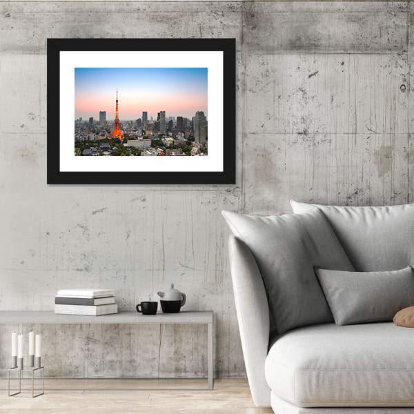 Tokyo City Skyline Vertical Canvas Wall Art-3 Vertical-Gallery Wrap-12" x 25"-Tiaracle