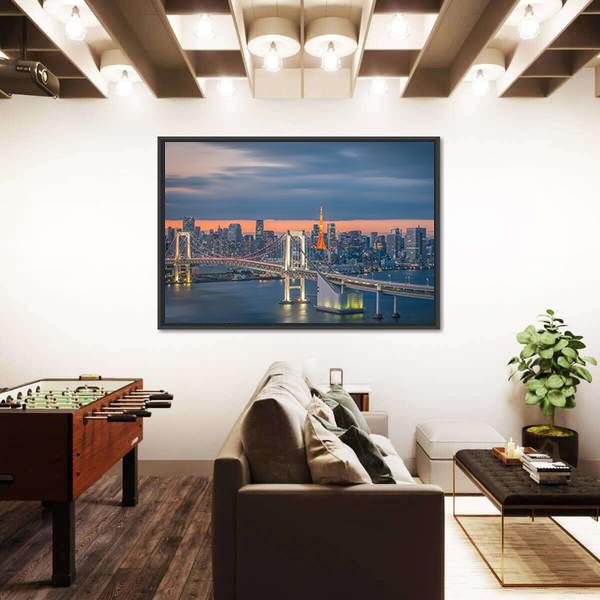 Tokyo Rainbow Bridge Canvas Wall Art-5 Horizontal-Gallery Wrap-22" x 12"-Tiaracle