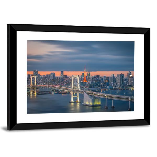 Tokyo Rainbow Bridge Canvas Wall Art-5 Horizontal-Gallery Wrap-22" x 12"-Tiaracle