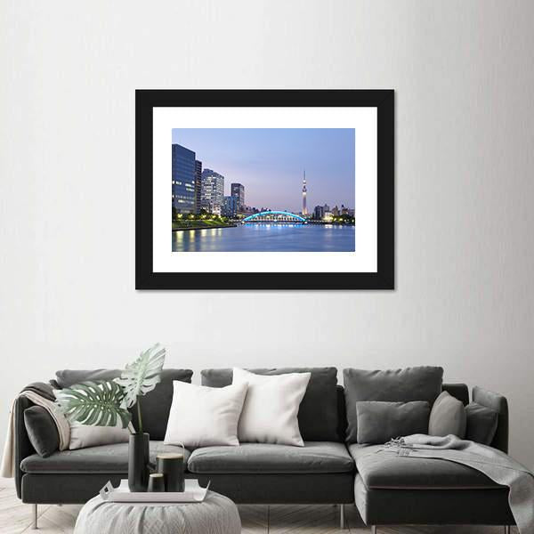 Tokyo Skyline Japan Canvas Wall Art-1 Piece-Framed Print-20" x 16"-Tiaracle