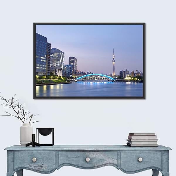 Tokyo Skyline Japan Canvas Wall Art-5 Horizontal-Gallery Wrap-22" x 12"-Tiaracle