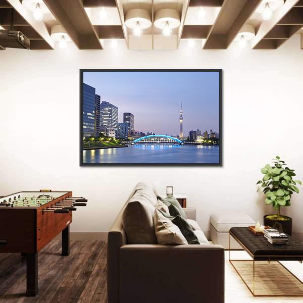 Tokyo Skyline Japan Canvas Wall Art-5 Horizontal-Gallery Wrap-22" x 12"-Tiaracle