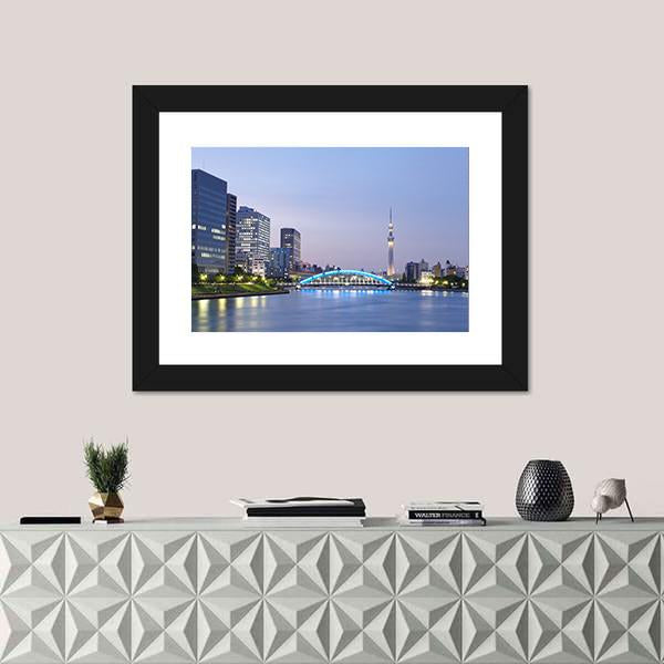 Tokyo Skyline Japan Canvas Wall Art-5 Horizontal-Gallery Wrap-22" x 12"-Tiaracle