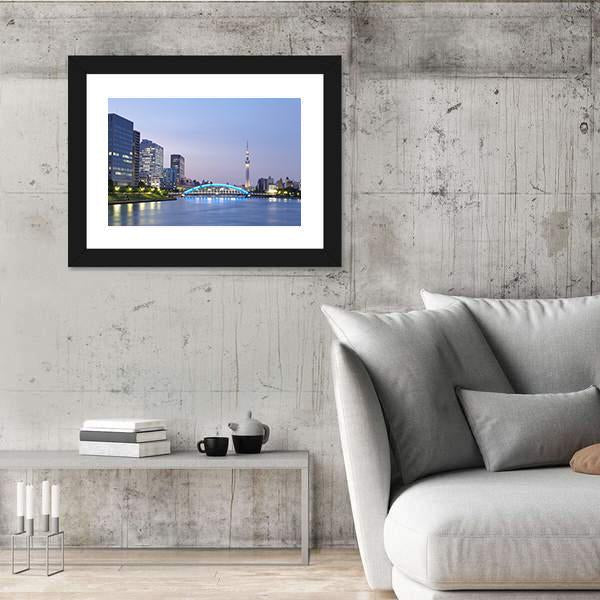 Tokyo Skyline Japan Canvas Wall Art-5 Horizontal-Gallery Wrap-22" x 12"-Tiaracle