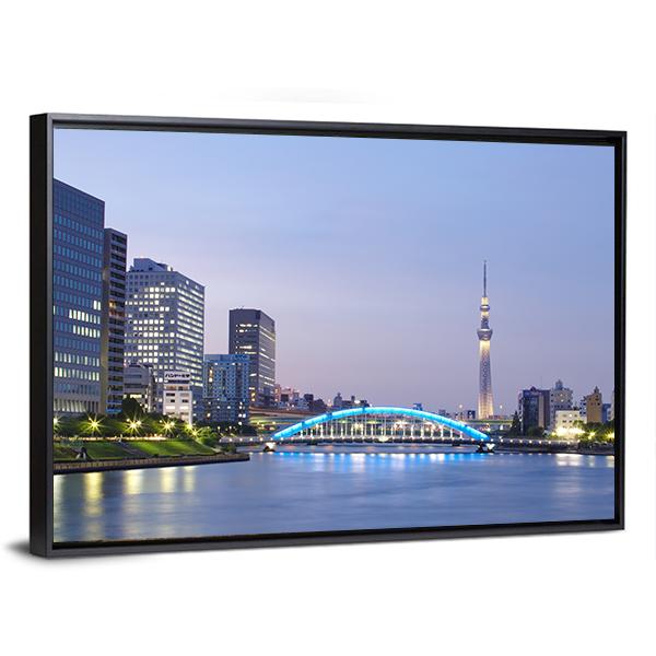 Tokyo Skyline Japan Canvas Wall Art-5 Horizontal-Gallery Wrap-22" x 12"-Tiaracle