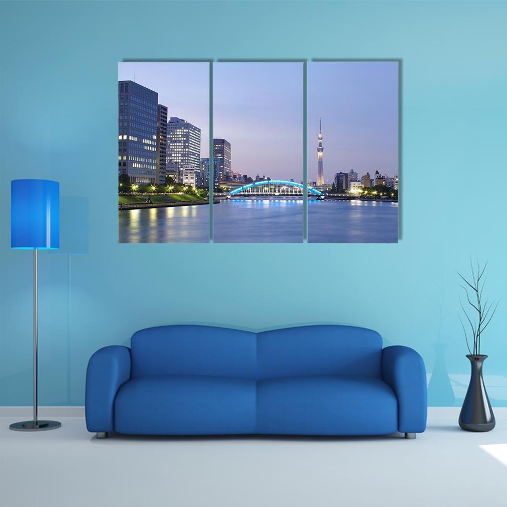 Tokyo Skyline Japan Canvas Wall Art-3 Horizontal-Gallery Wrap-37" x 24"-Tiaracle