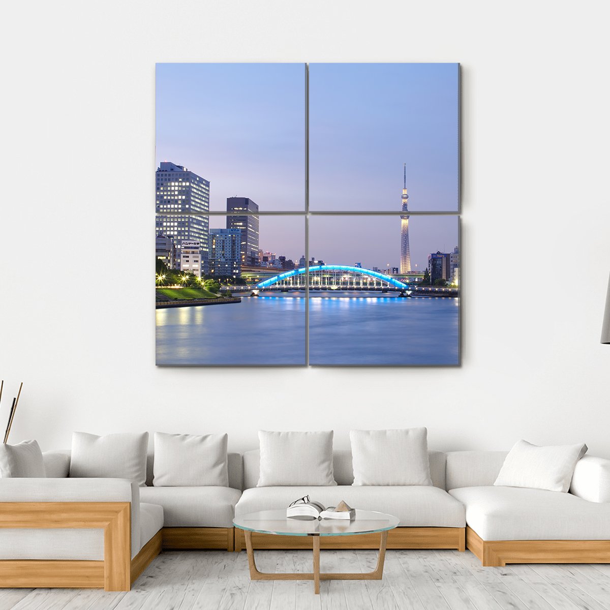 Tokyo Skyline Japan Canvas Wall Art-4 Square-Gallery Wrap-17" x 17"-Tiaracle