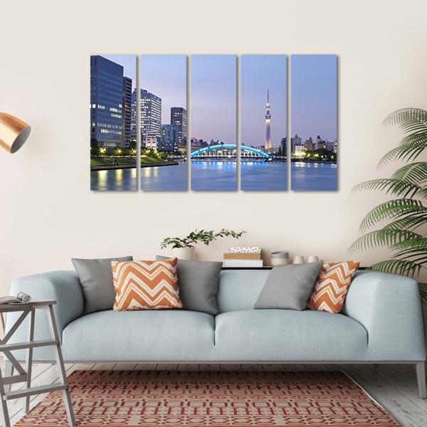 Tokyo Skyline Japan Canvas Wall Art-5 Horizontal-Gallery Wrap-22" x 12"-Tiaracle