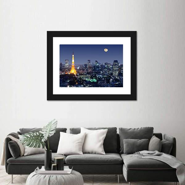 Tokyo Tower Japan Canvas Wall Art-1 Piece-Framed Print-20" x 16"-Tiaracle