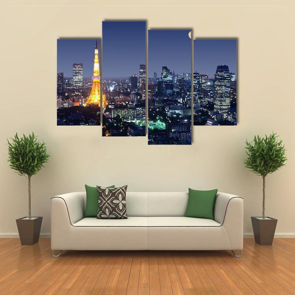 Tokyo Tower Japan Canvas Wall Art-4 Pop-Gallery Wrap-50" x 32"-Tiaracle