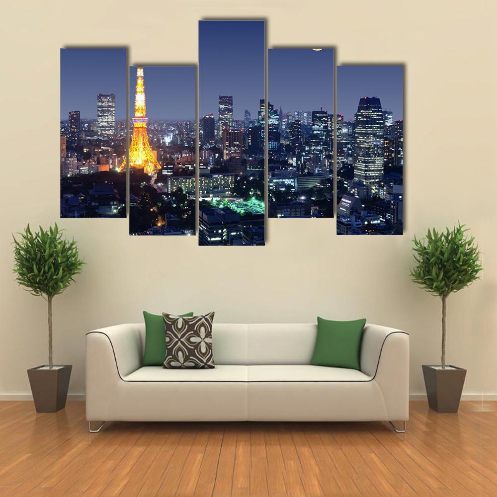 Tokyo Tower Japan Canvas Wall Art-5 Pop-Gallery Wrap-47" x 32"-Tiaracle