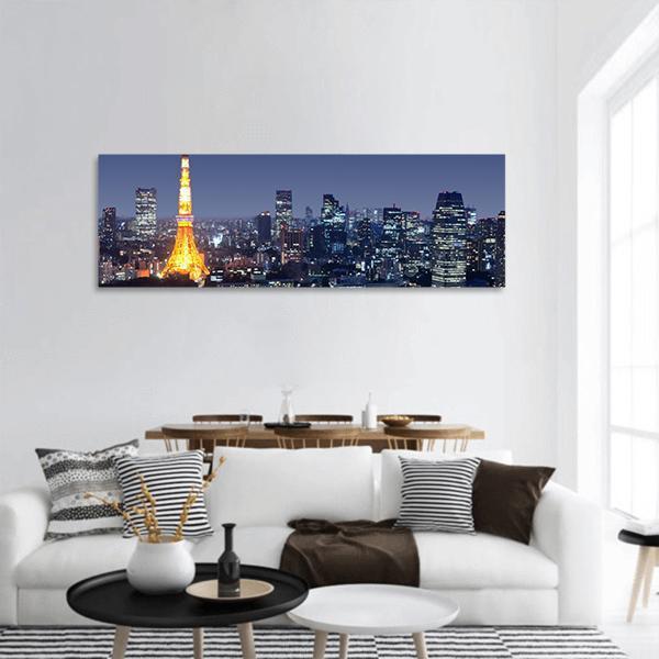 Tokyo Tower Japan Panoramic Canvas Wall Art-3 Piece-25" x 08"-Tiaracle