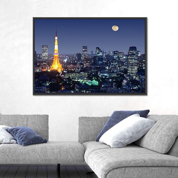Tokyo Tower Japan Canvas Wall Art-1 Piece-Floating Frame-24" x 16"-Tiaracle