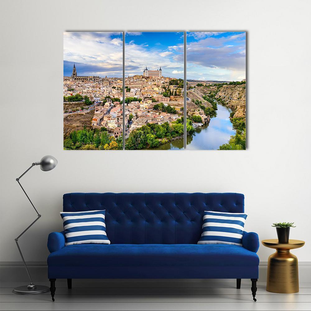 Toledo Old Town City Skyline Canvas Wall Art-3 Horizontal-Gallery Wrap-37" x 24"-Tiaracle