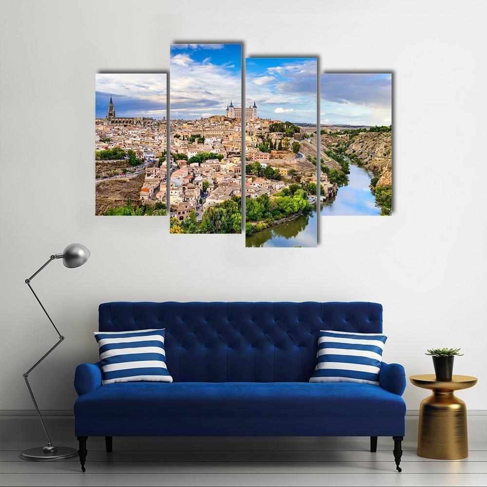 Toledo Old Town City Skyline Canvas Wall Art-4 Pop-Gallery Wrap-50" x 32"-Tiaracle