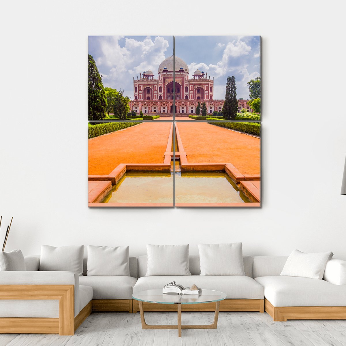 Mughal Emperor Humayun's Tomb Canvas Wall Art-4 Square-Gallery Wrap-17" x 17"-Tiaracle