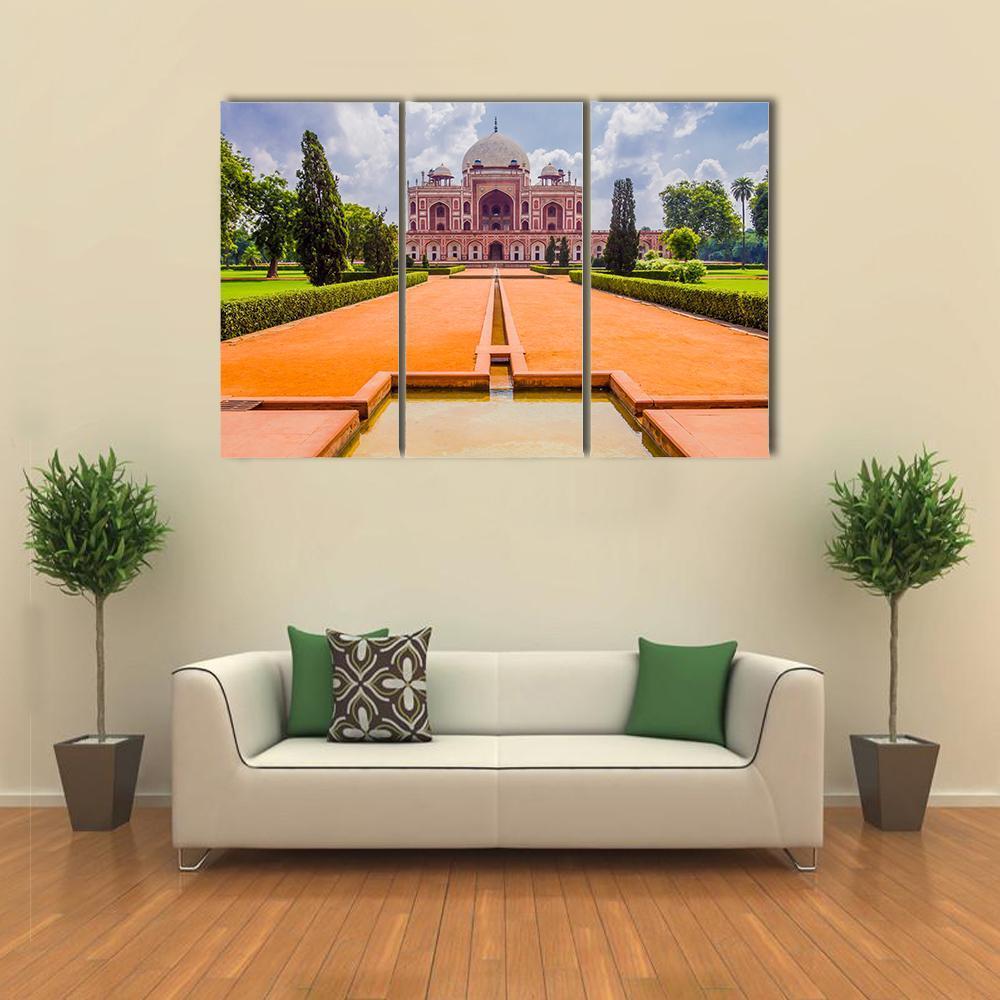 Mughal Emperor Humayun's Tomb Canvas Wall Art-3 Horizontal-Gallery Wrap-37" x 24"-Tiaracle