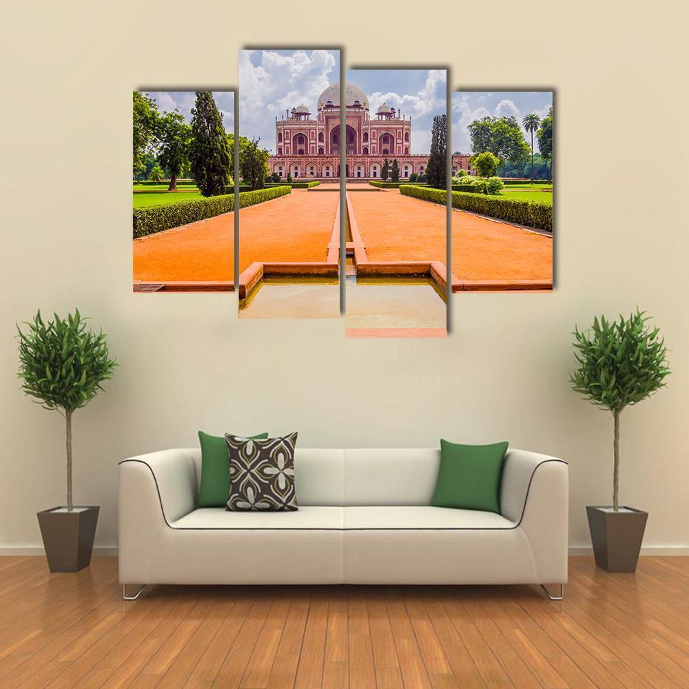 Mughal Emperor Humayun's Tomb Canvas Wall Art-4 Pop-Gallery Wrap-50" x 32"-Tiaracle