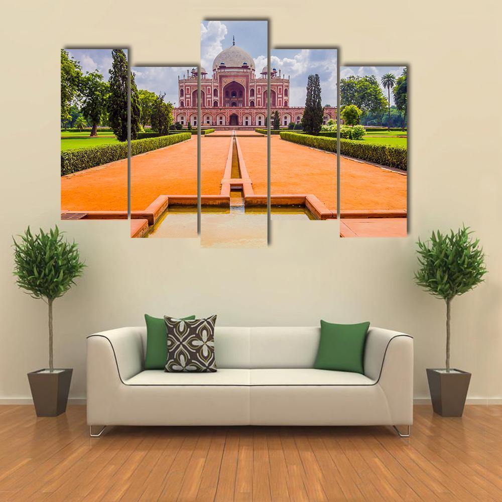 Mughal Emperor Humayun's Tomb Canvas Wall Art-5 Pop-Gallery Wrap-47" x 32"-Tiaracle