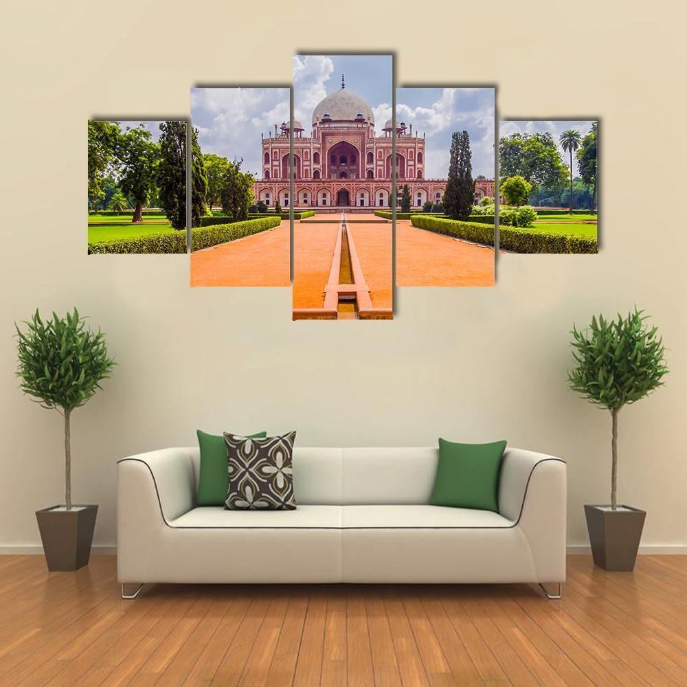 Mughal Emperor Humayun's Tomb Canvas Wall Art-5 Star-Gallery Wrap-62" x 32"-Tiaracle