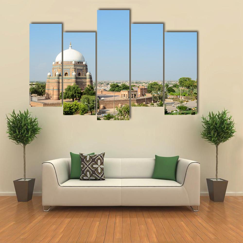 Tomb Of Shah Rukn-e-Alam Multan Canvas Wall Art-5 Pop-Gallery Wrap-32" x 21"-Tiaracle