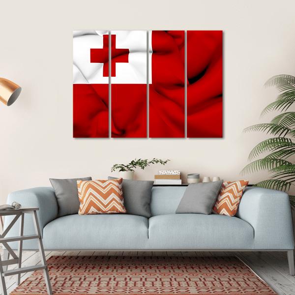 Waving Tonga Flag Canvas Wall Art-4 Horizontal-Gallery Wrap-34" x 24"-Tiaracle