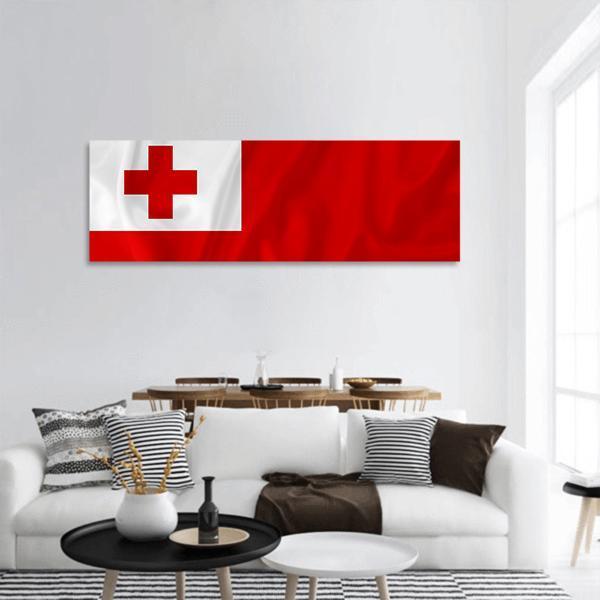 Tonga Flag Panoramic Canvas Wall Art-1 Piece-36" x 12"-Tiaracle