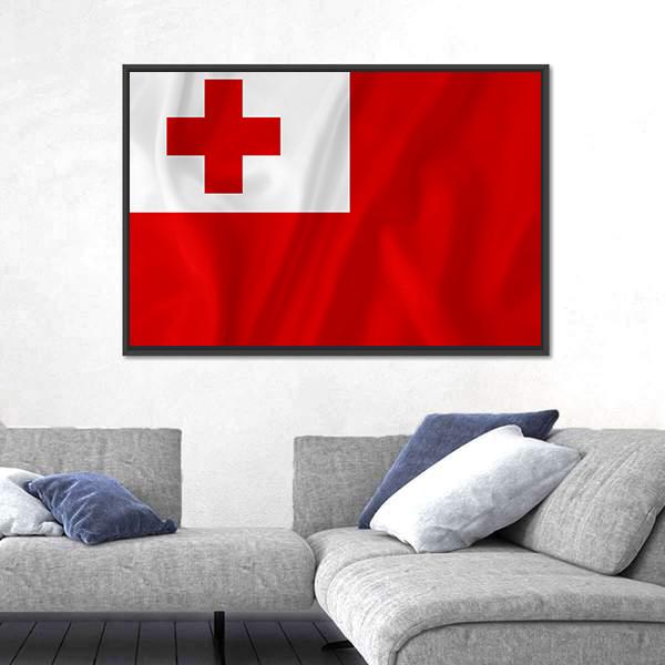 Tonga Flag Panoramic Canvas Wall Art-1 Piece-36" x 12"-Tiaracle