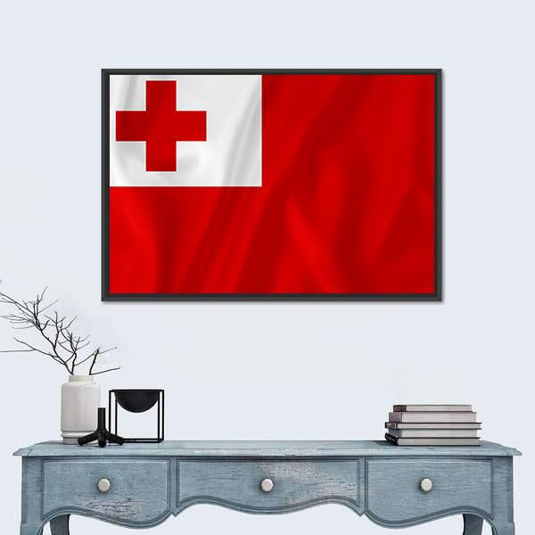 Tonga Flag Panoramic Canvas Wall Art-1 Piece-36" x 12"-Tiaracle