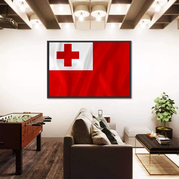 Tonga Flag Panoramic Canvas Wall Art-1 Piece-36" x 12"-Tiaracle