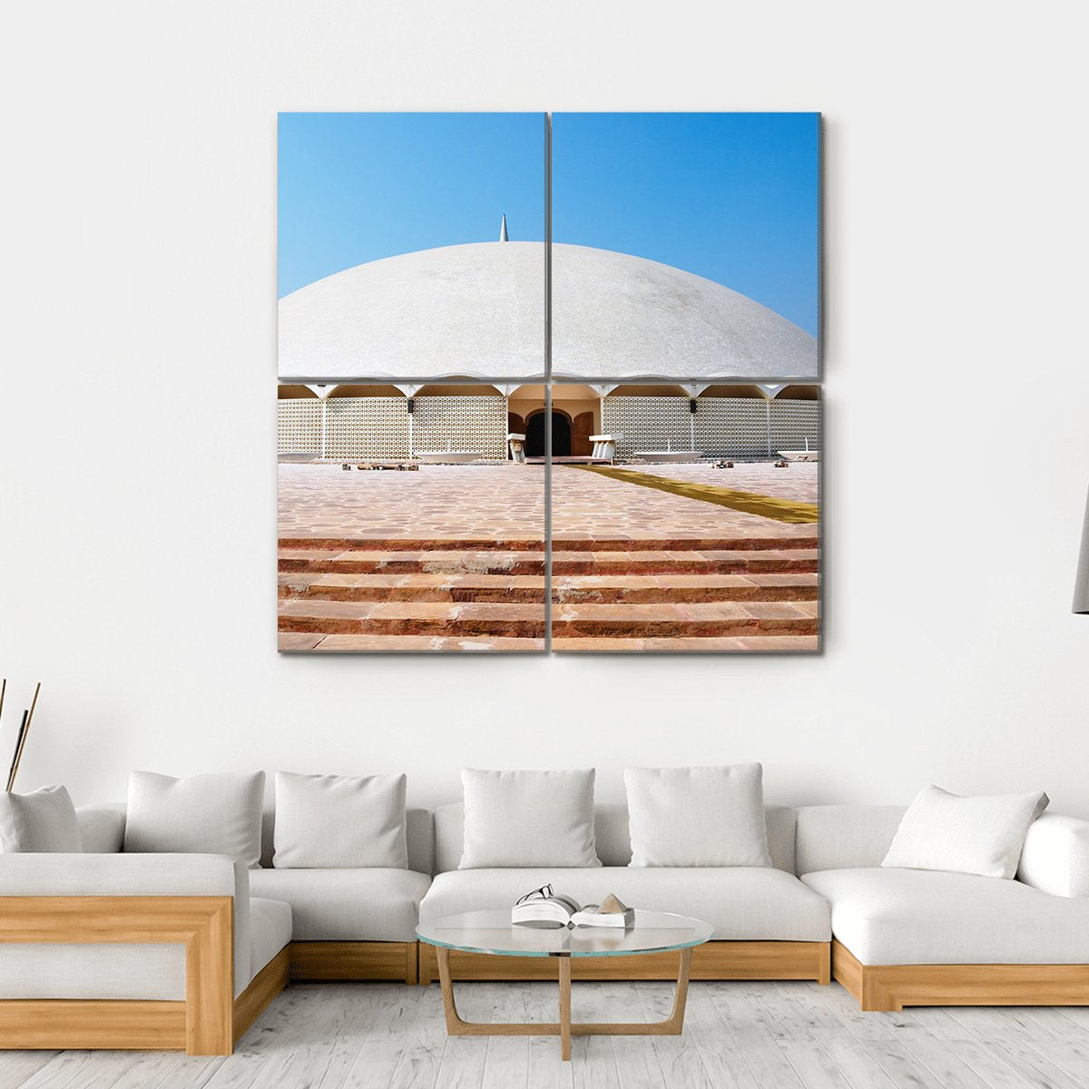 Tooba Mosque Karachi Canvas Wall Art-4 Square-Gallery Wrap-17" x 17"-Tiaracle