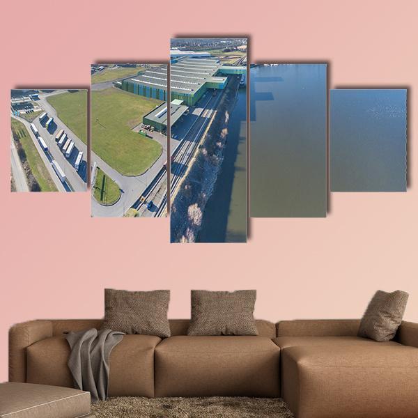 Turnaround Harbour Of Krefeld Canvas Wall Art-5 Star-Gallery Wrap-62" x 32"-Tiaracle