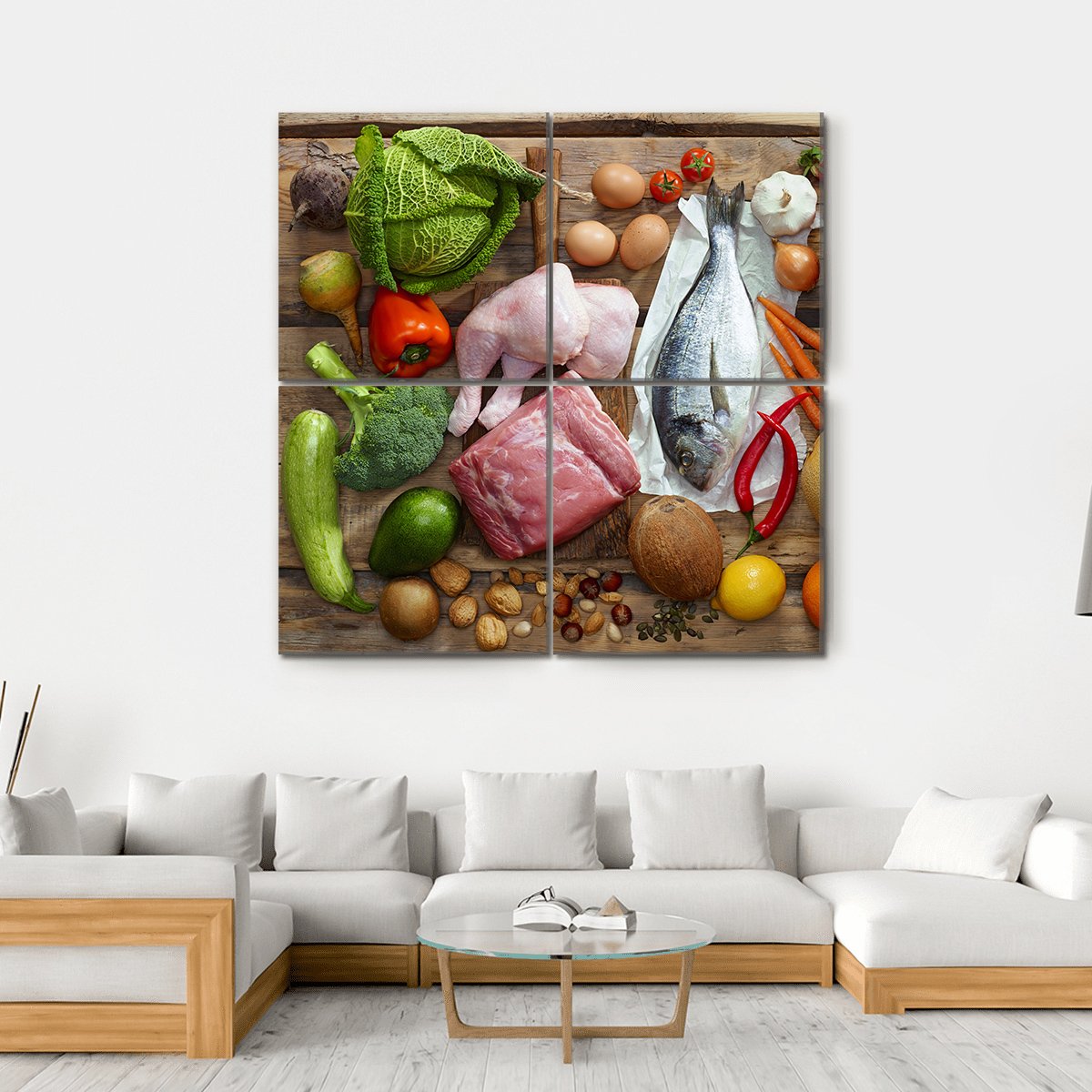 Various Paleo Diet Canvas Wall Art-4 Square-Gallery Wrap-17" x 17"-Tiaracle