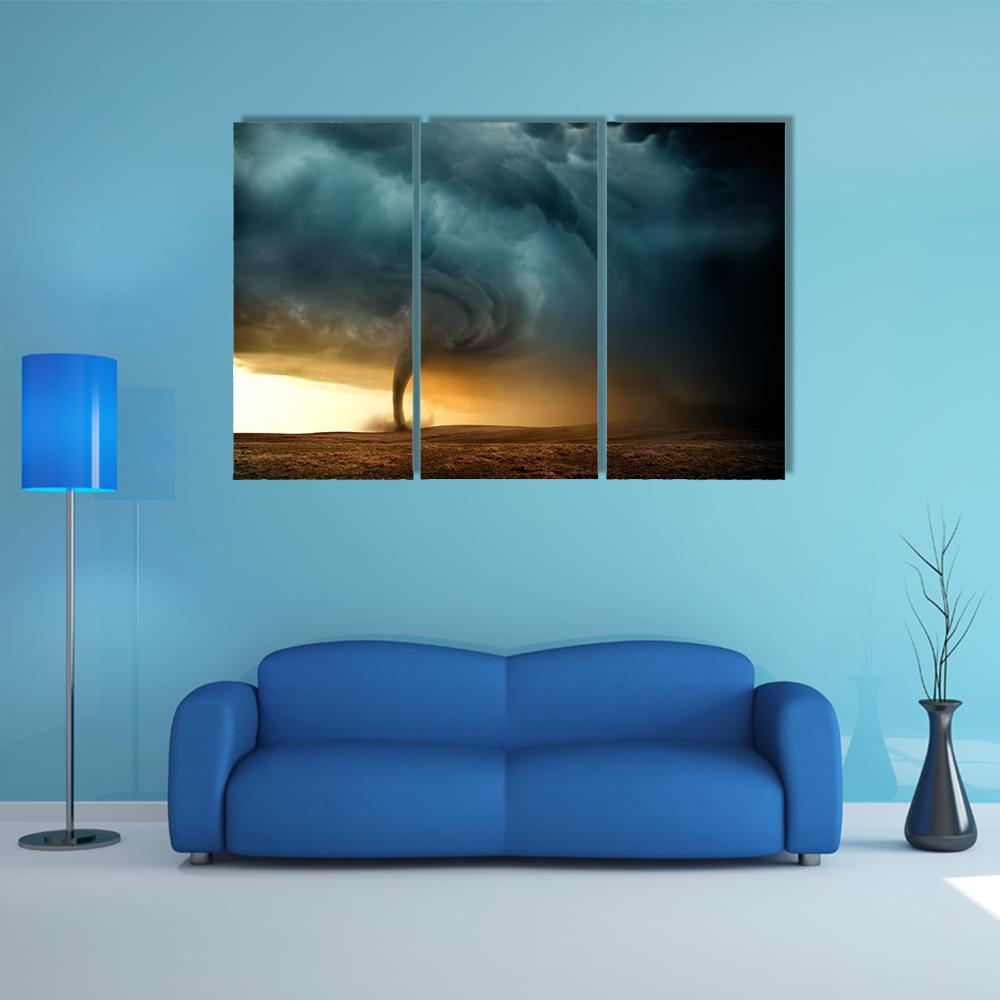 Tornado Forming A Supercell Canvas Wall Art-3 Horizontal-Gallery Wrap-37" x 24"-Tiaracle