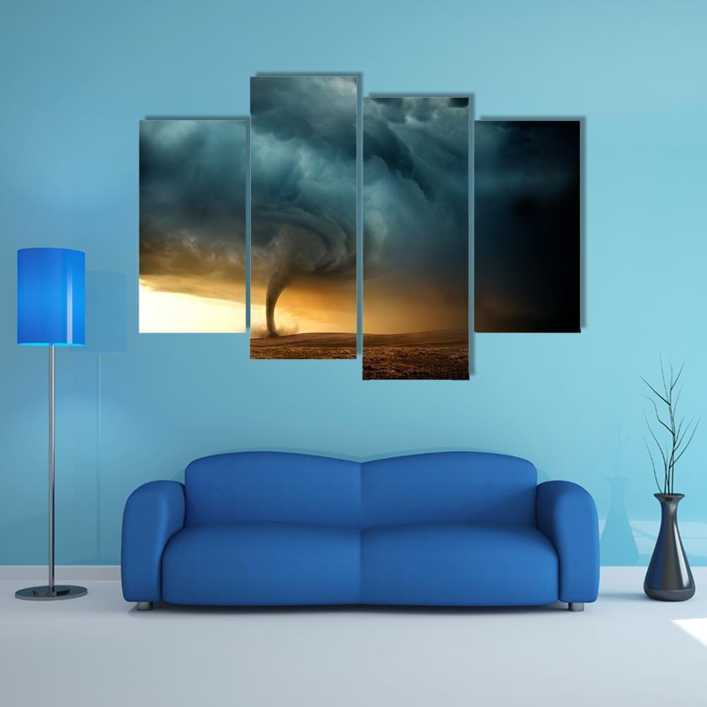 Tornado Forming A Supercell Canvas Wall Art-4 Pop-Gallery Wrap-50&quot; x 32&quot;-Tiaracle