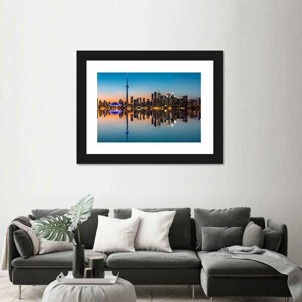 Toronto Skyline At Dusk Canvas Wall Art-1 Piece-Framed Print-20" x 16"-Tiaracle