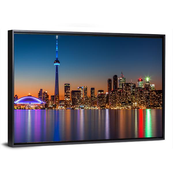 Toronto Skyline At Dusk Canvas Wall Art-3 Horizontal-Gallery Wrap-25" x 16"-Tiaracle
