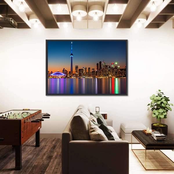 Toronto Skyline At Dusk Canvas Wall Art-5 Horizontal-Gallery Wrap-22" x 12"-Tiaracle