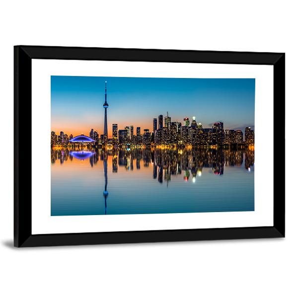 Toronto Skyline At Dusk Canvas Wall Art-5 Horizontal-Gallery Wrap-22" x 12"-Tiaracle