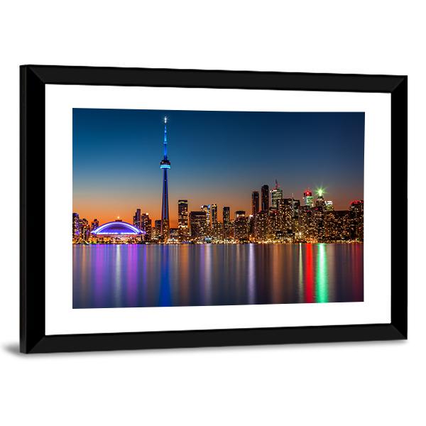 Toronto Skyline At Dusk Canvas Wall Art-5 Horizontal-Gallery Wrap-22" x 12"-Tiaracle
