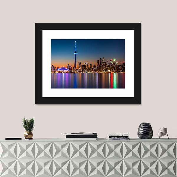 Toronto Skyline At Dusk Canvas Wall Art-5 Horizontal-Gallery Wrap-22" x 12"-Tiaracle