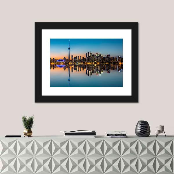 Toronto Skyline At Dusk Canvas Wall Art-5 Horizontal-Gallery Wrap-22" x 12"-Tiaracle